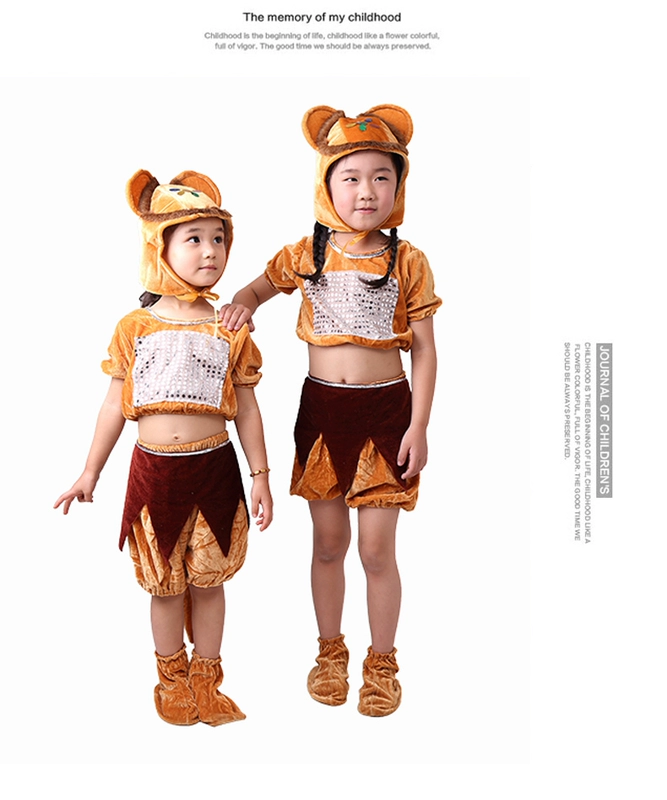 Trẻ em Trang phục Biểu diễn Khỉ Nhỏ Hoạt hình Động vật Khỉ Nhỏ Trang phục Biểu diễn Trang phục Mẫu giáo Trang phục Cosplay - Trang phục