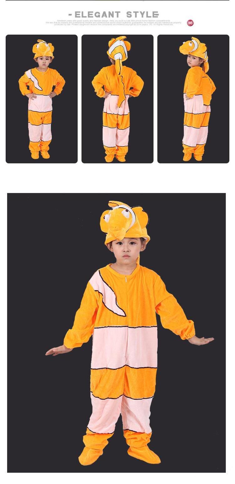 Động vật biển, mẫu giáo trẻ em, người lớn, cha mẹ-con, Nemo, cá hề, mũ nón, sân khấu, kịch, trang phục thời trang trẻ em hàn quốc