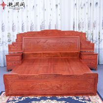 Redwood double bed Myanmar rosewood box big bed big fruit red sandalwood Chinese solid wood bed bedroom bed