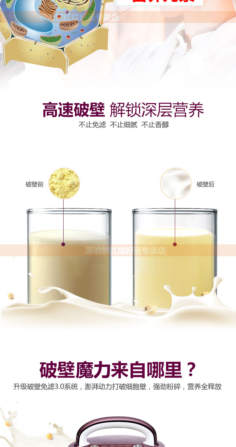 苏泊尔 Y58E升级款 破壁免滤豆浆机 智能触摸屏 图5