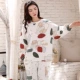 Đồ ngủ nữ mùa thu và mùa đông cộng với size MM200 chất liệu cotton lỏng lẻo Phong cách châu Âu và Mỹ là mùa xuân và mùa thu hai mảnh phục vụ tại nhà - Bộ Pajama