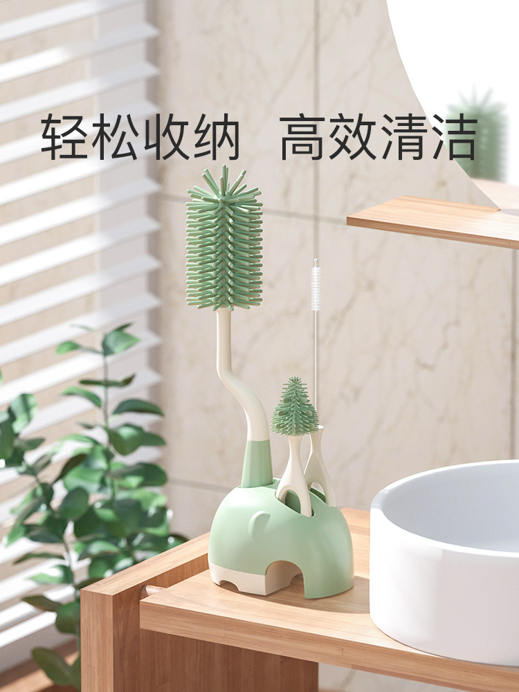 Silicone bottle brush Baby washing bottle brush cleaning brush set Baby straw brush Pacifier cleaning brush special tool