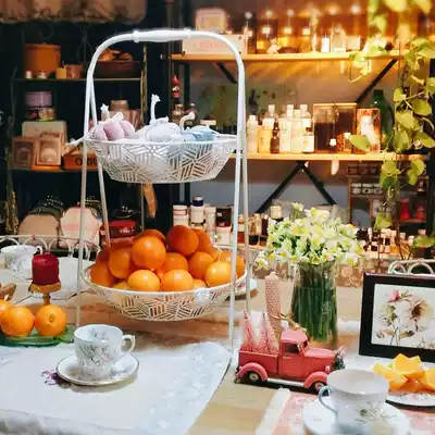 Country wrought iron flower pot storage shelf Hollow tray Retro style gardening desktop shelf shelf Grocery cake rack