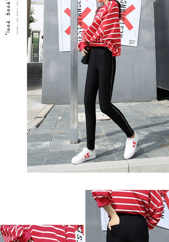 Quần legging nhung nữ mặc mùa thu đông 2018 mới chân dày quần nữ bút chì quần eo cao ấm áp