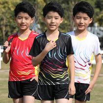 Childrens badminton table tennis uniforms tennis uniforms boys and girls students sportswear short-sleeved set printing number