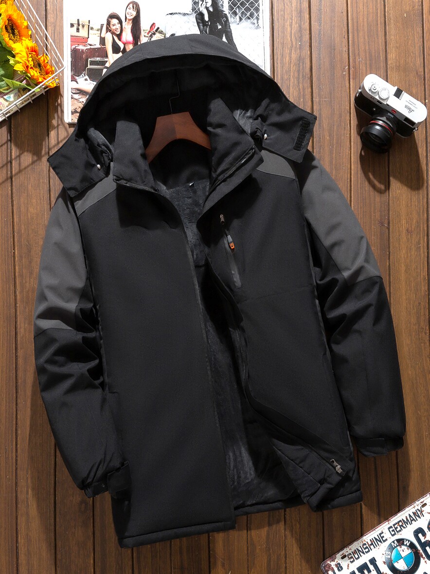 Fleece-Lined Thick Cotton Coat Men's Jacket Winter Windproof Waterproof Softshell Jacket Men's Cotton-Padded Jacket Casual Loose Men's Cotton Clothing