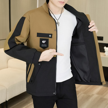 Men's Jacket Spring and Autumn Trendy Korean Style Workwear Stand Collar Jacket Men's Windproof Waterproof Thin Jacket Men's Coat