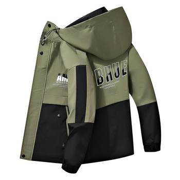 Spring and Autumn Men's Jacket Trendy Korean Style Workwear Jacket Men's Casual Hooded Windbreaker Thin Loose Men's Coat