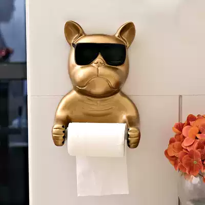 Powder room shelf Punch-free roll toilet paper tube Light luxury tissue box Wall-mounted household kitchen toilet roll toilet paper box