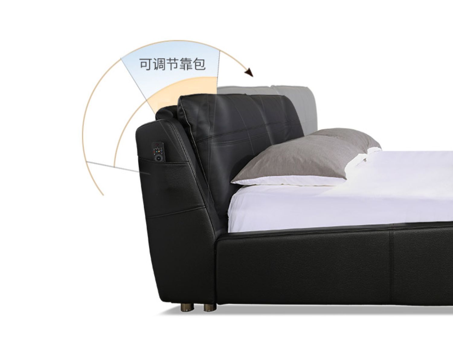 Musi Pi master bedroom khung giường hiện đại nhỏ gọn giường da đen giường đôi 1,8 m mềm túi da W006 - Giường giường ngủ gỗ óc chó