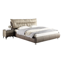 Mousse flagship store leather bed modern minimalist bed master bedroom does not disturb each other double bed built-in high luxury bedroom king bed