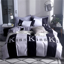 Black and white duvet cover single sheet four-piece set of male student dormitory three-piece set of single double quilt cover 150x200 quilt