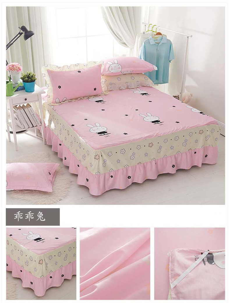 Bông bedspread giường váy một mảnh vỏ bảo vệ 1,5 / 1,8 m tấm trượt phim hoạt hình bông trẻ em giường của - Váy Petti ga giường có viền