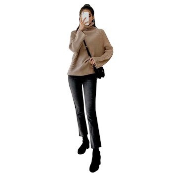 Smoke gray jeans for women autumn and winter 2025 new style