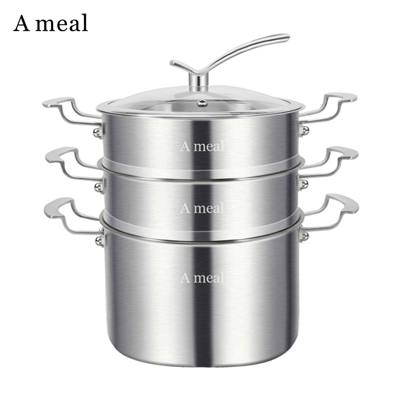Ameal316 stainless steel steamer home thickened 24cm steam cage 26cm steam cage cooking integrated steamed fish pan