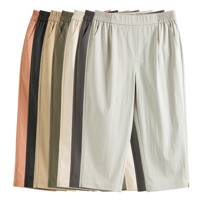 Women's Summer Thin Cropped Pants for Petite Figures, Slimming, Elastic Waist, Loose Casual Harem Pants, Tapered Five-Point Shorts Women's Summer Thin Cropped Pants for Petite Figures, Slimming, Elastic Waist, Loose Casual Harem Pants, Tapered Five-Point Shorts