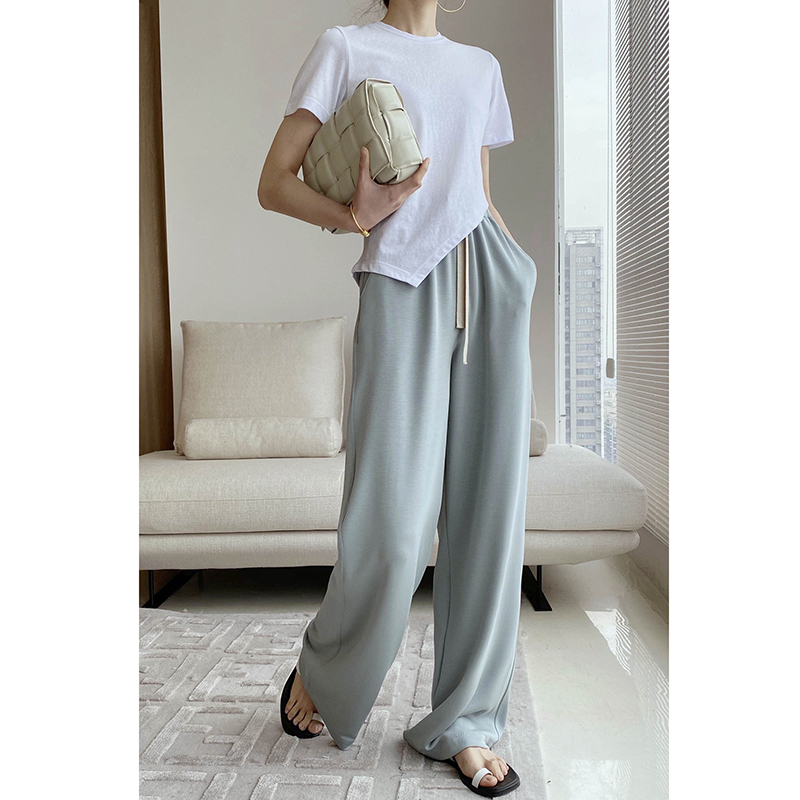2021 spring and summer new minimalist comfort Lazy Breeze 100 Hitch Air Layer Broadlegged Pants Women Covety Loose Casual Pants