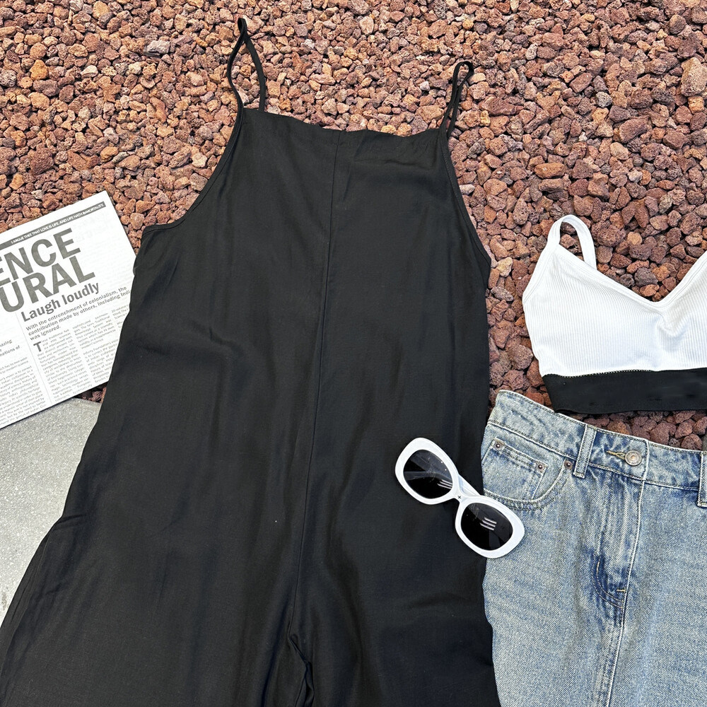 Боди/брюки 原创高级感百搭连体裤女细肩带背带裤 薄款可调节棉感休闲阔腿裤