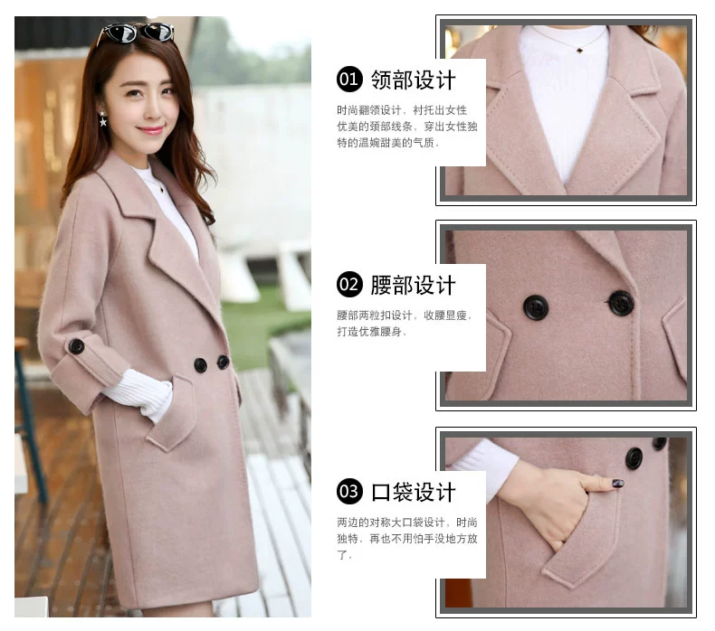 Áo khoác len nữ dài phần phiên bản Hàn Quốc 2018 mùa thu mới và mùa đông buông lơi dày áo khoác nữ Nizi - Áo khoác dài