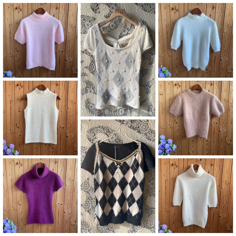 New Autumn and Winter Products: Angora Rabbit Fur Sweet and Slim-Fitting Versatile Short-Sleeve Pullover Sweater for Women New Autumn and Winter Products: Angora Rabbit Fur Sweet and Slim-Fitting Versatile Short-Sleeve Pullover Sweater for Women