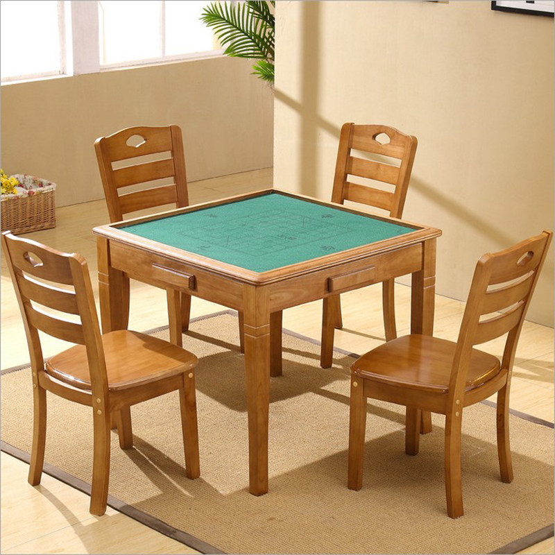 Solid wood mahjong table dining table dual-use hand rub simple household chess table folding square chess table and chair combination