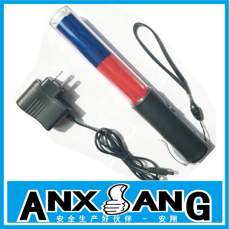 Rechargeable Dual-Color Traffic Baton, Fluorescent Stick, Led Warning Light, Magnetic Adsorption Hook, Red and Blue Dual Flashing Light Stick