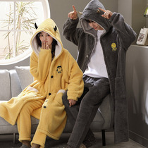 Coral Suede Sleeping Robes Mens Autumn Winter Bathrobes Long extras for sleepwear women lovers suit home Winter Morning Robes