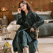 Autumn Winter Pyjamas Woman Flannel Sleepwear Woman Thickened long Coral Suede Relaxation Spring Autumn Bathrobe home Gush