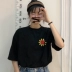 Xuân Yafeng in áo thun ngắn tay nữ mùa hè 2020 phiên bản mới của Hàn Quốc áo lưới màu đỏ lỏng lẻo hàng đầu - Áo phông