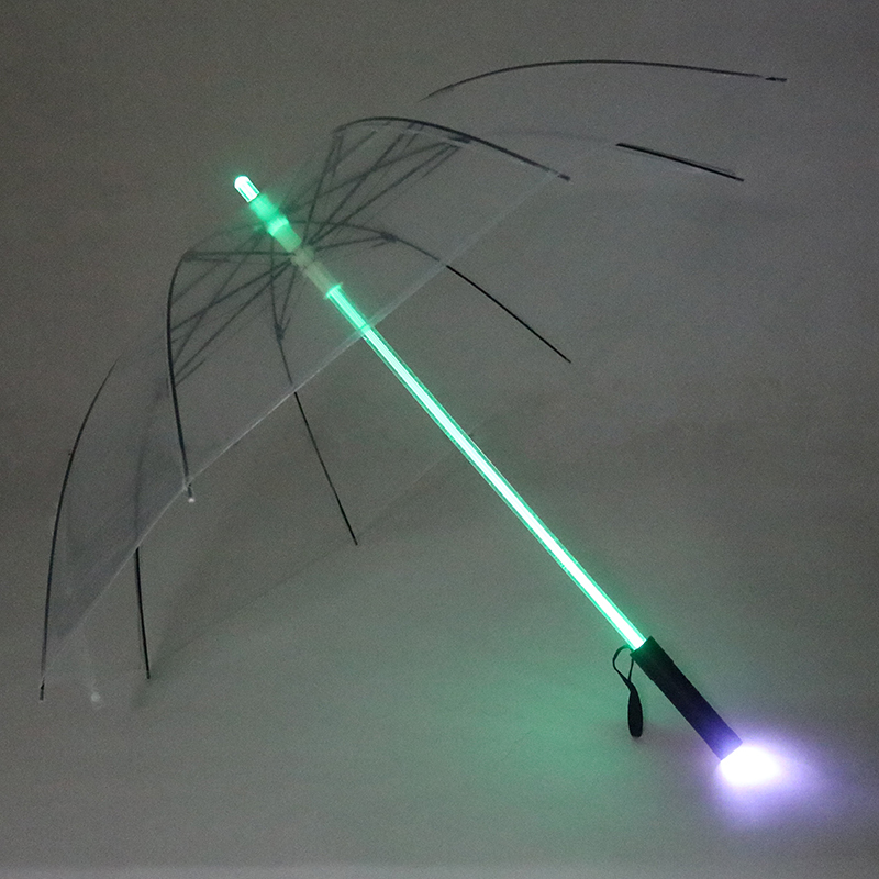 Internet-Famous Umbrella ins Transparent Mid-Length Light-Emitting Creative Umbrella Stage Prop Dual-Use for Sun and Rain Long-Handled Led Light-Emitting Umbrella