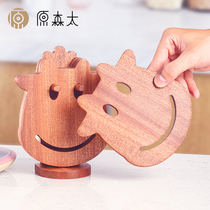 Wusandalwood solid wood placemats heat insulation mats high temperature and anti-scalding household simple pot mats tea cup mats kitchen creative Mats