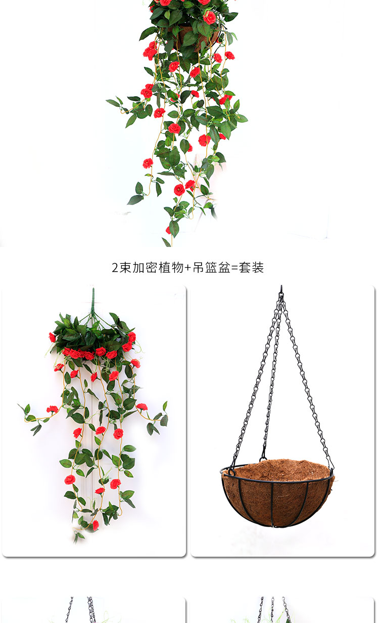 Mô phỏng hoa hồng mây giả hoa giỏ trang trí hoa cây nho nhựa hoa mây phòng khách treo tường - Hoa nhân tạo / Cây / Trái cây bình hoa hồng giả đẹp