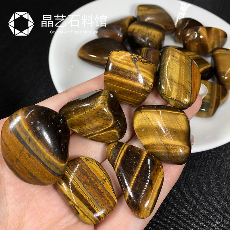 천연 호랑이 눈 돌 자갈 크리스탈 원석 장식품 1-3CM 노란색 호랑이 눈 물고기 탱크 화분 조경 행운의 풍수 돌