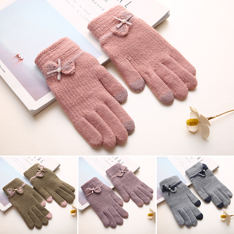 Children's gloves Winter girls split finger gloves thin 11-15 years old students big children warm five-finger wool gloves