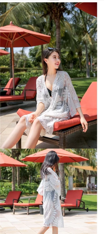 2020 áo tắm đích thực mới của phụ nữ ba mảnh màu đen tập hợp mỏng bikini áo khoác cardigan áo khoác bikini - Bikinis