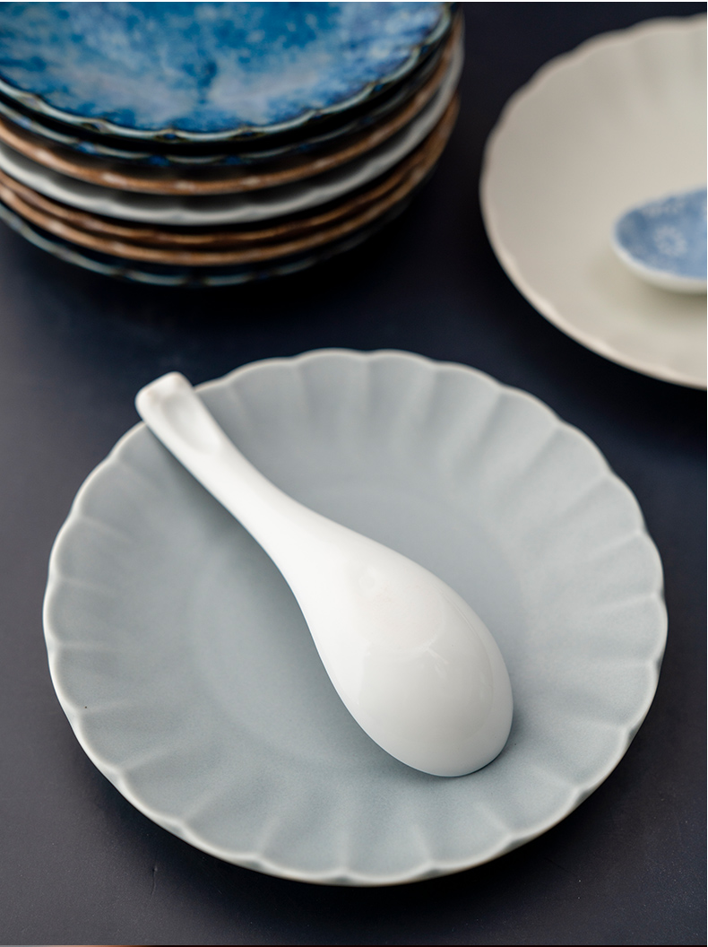 Meinung burn Japan imported ceramic spoon, spoon, spoon, household utensils rice ladle creative and wind white porcelain spoon