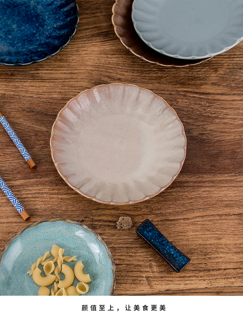 Japan built temmoku light craft pure color and wind restoring ancient ways is the home for dinner plate of Japanese dishes ceramic tableware dishes