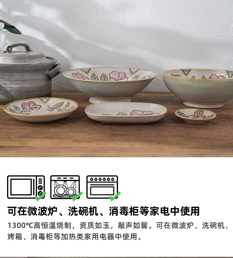 Japanese creative thickening the iron bowl plant decorative pattern plate ceramic tableware portfolio suit circular rainbow such as bowl soup bowl