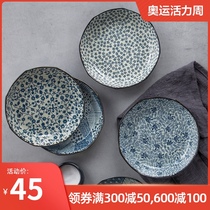 Mino-yaki Japanese tableware Creative dish plate Bone plate Ceramic household steak plate Breakfast sushi plate Snack plate