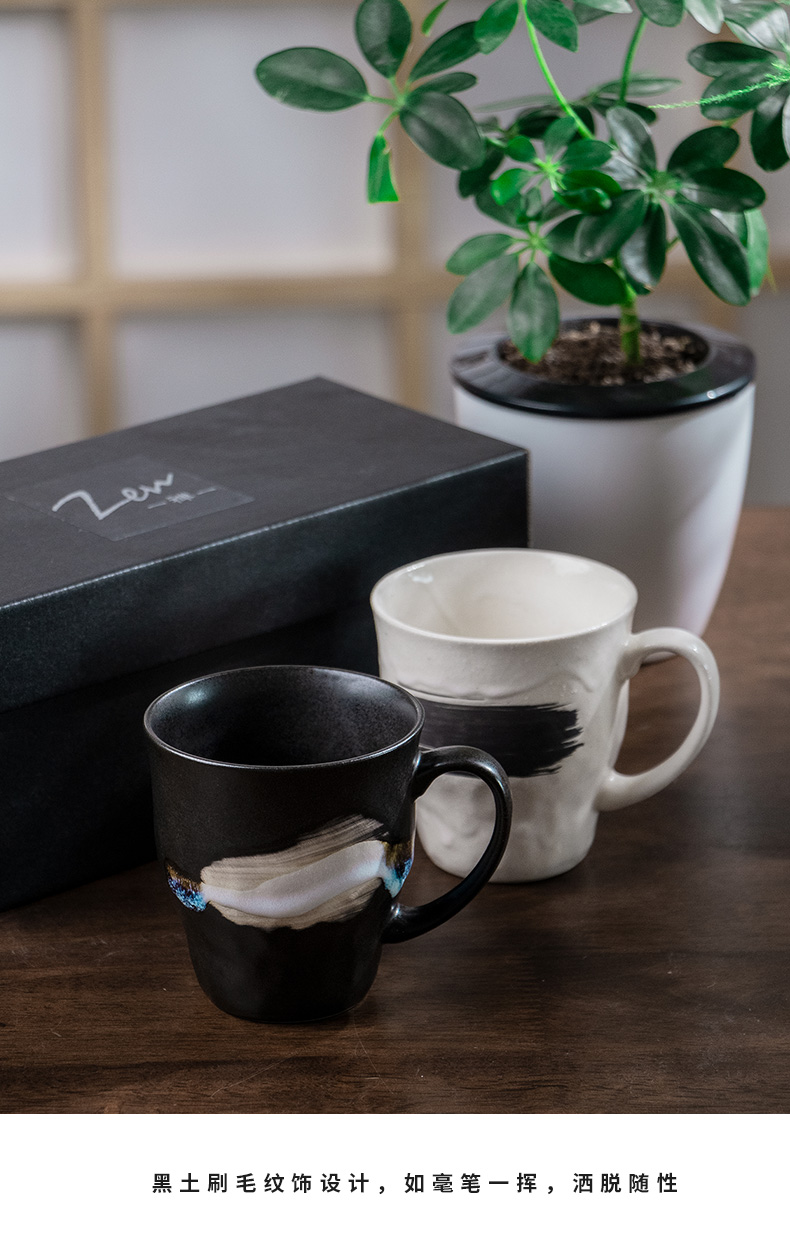 Japanese ceramic cup sweethearts individuality creative light ink wind restoring ancient ways of household high - capacity mugs suit female