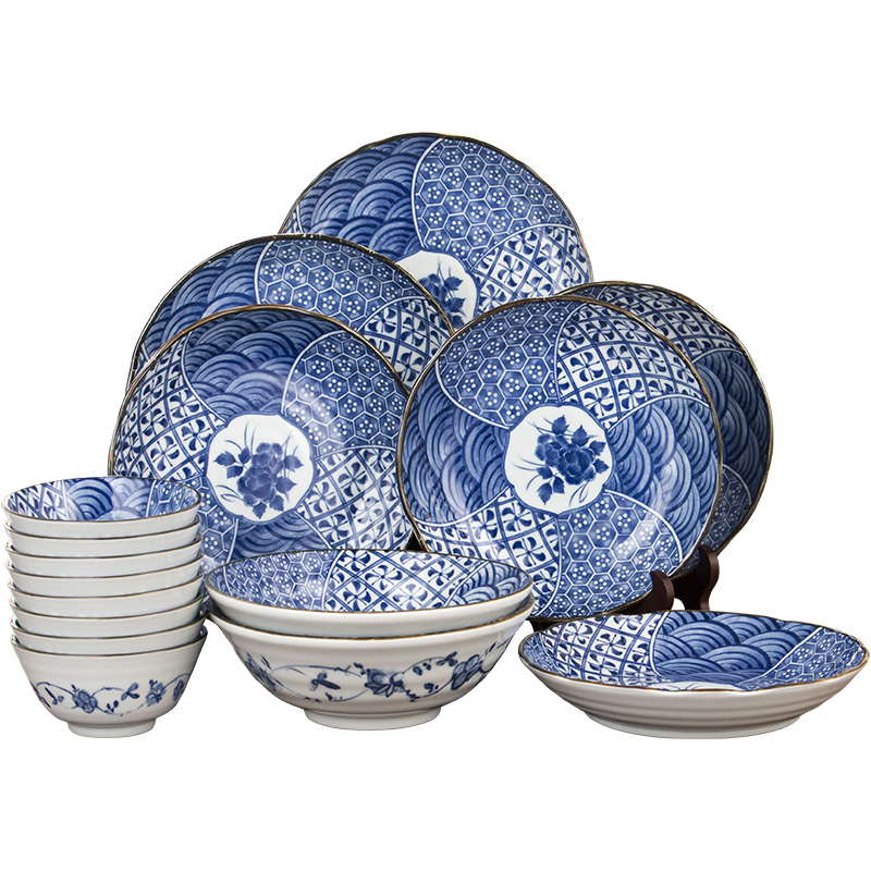 Meinung'm blue and white porcelain bowl suit household contracted move imported from Japan Japanese dishes composite plate