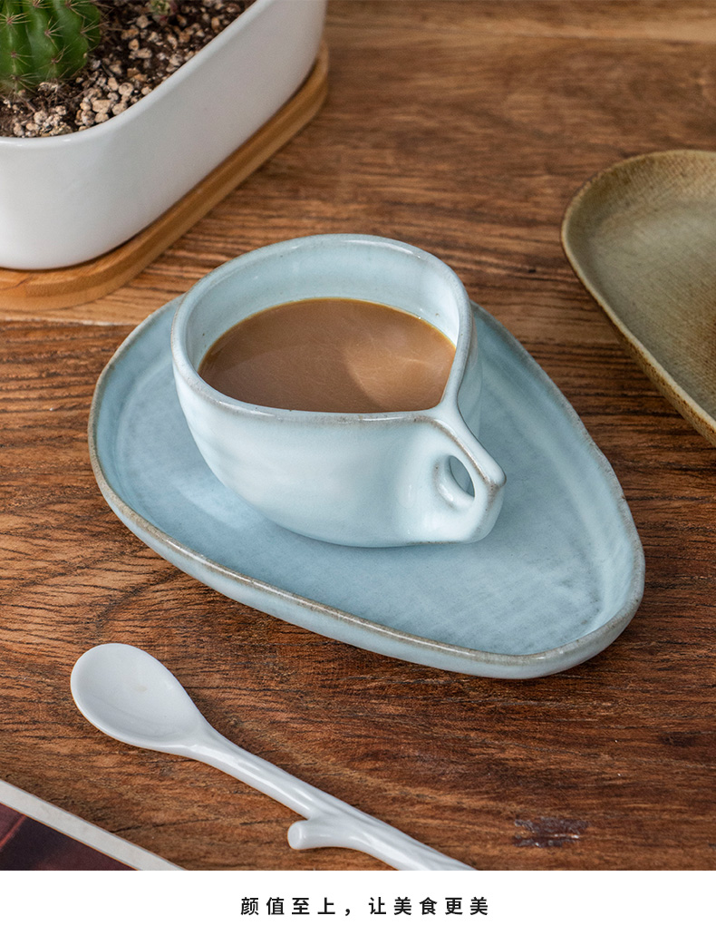 Nostalgic retro green coffee cups and saucers suit Japanese character hand made coffee cup places ceramic keller cup