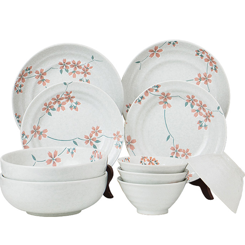 Meinung burn imported from Japan Japanese ceramic glaze color cherry blossom put tableware under a single household move Japanese dishes dishes