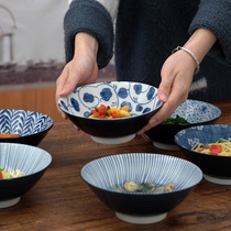 Classic Japanese household ceramics and wind tableware bucket hats large single good-looking Net red underglaze high-grade noodle bowl