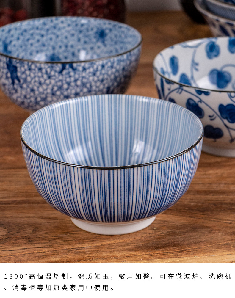 Japan 's imports of Japanese classic blue dye under glaze color porcelain household move to use plate portfolio cutlery sets