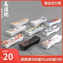 Mino-yaki Japanese style ceramic chopstick holder Imported chopsticks pillow set Japanese ceramic tableware Gift gift