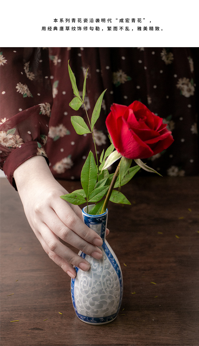 Meinung'm under the glaze color Chesapeake porcelain wind household classic blue and white porcelain imitation Ming and the qing ceramic bottle flower arranging flower bottle vessels