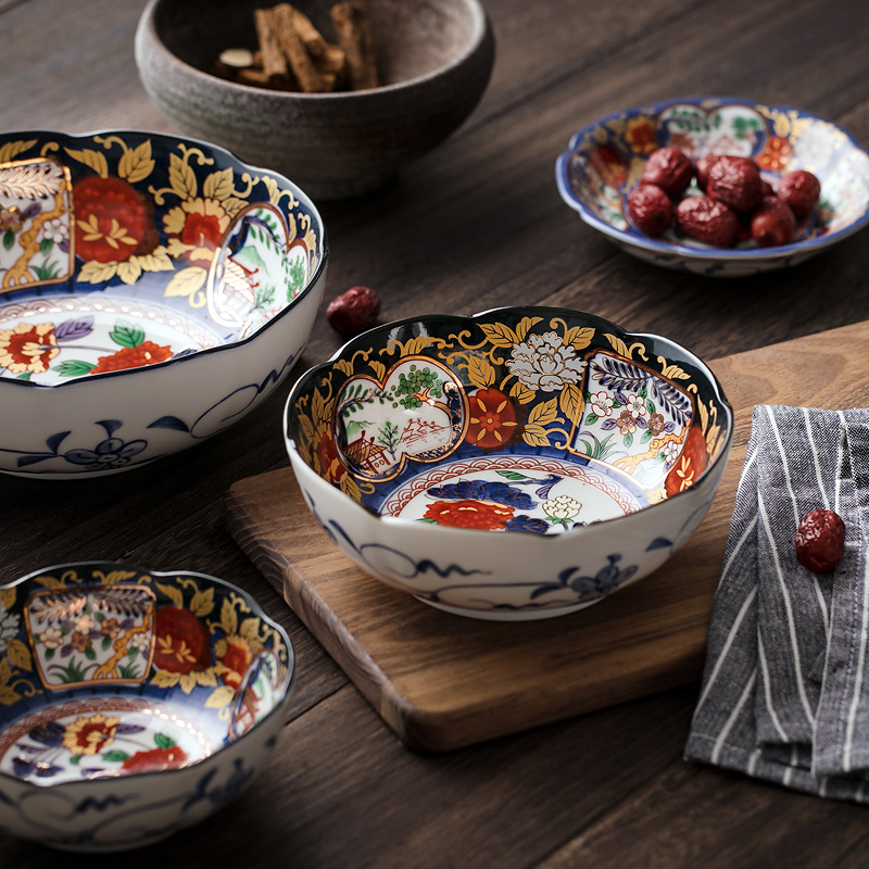 Meinung burn Japanese ceramic bowl household tableware and wind Japanese eat soup bowl rainbow such use large dish bowl of restoring ancient ways