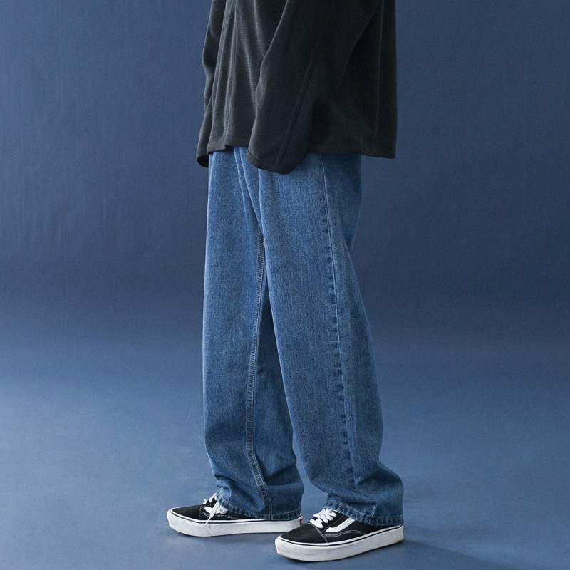 High Street Men's Jeans Spring Fall Feeling Wide Leg Straight Drum S Pants Man Loose Tow Pants Male Tide Trump Pants