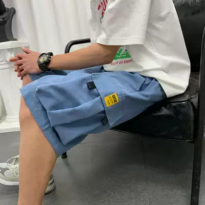 Summer thin casual shorts men's trend ins handsome 5-point overalls straight loose versatile five-point pants